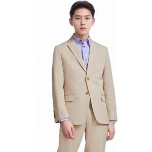 NWT Calvin Klein Boys' Blazer Suit Jacket 2 Button Single Breasted Khaki 10